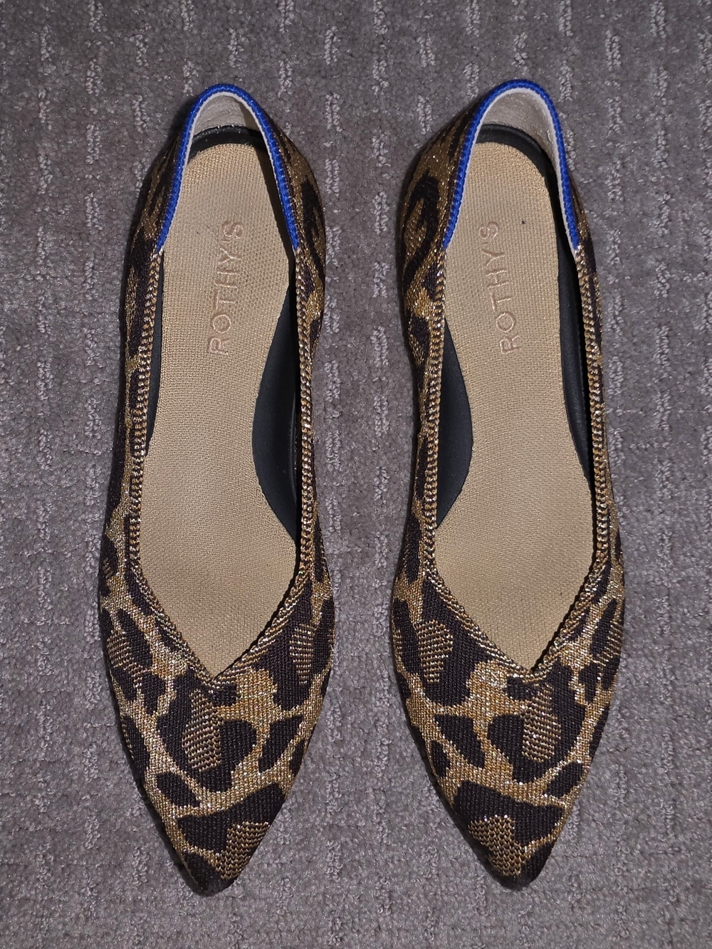 Rothy's The Point Metallic Leopard Pointed-Toe Flats in Brown & Black